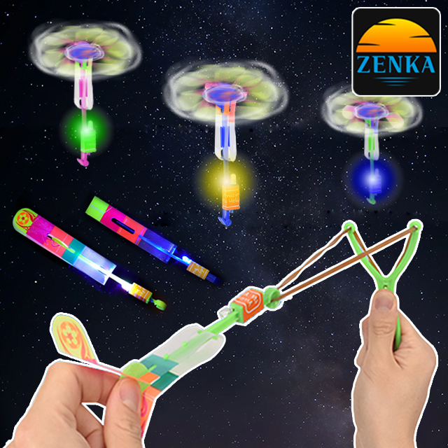 젠카 불빛 낙하산 LED 새총 장난감 슈팅 플라이 놀이 라이트 헬리콥터 바람개비 UFO